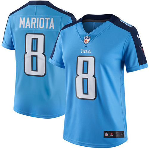 Women's Limited Marcus Mariota Nike Jersey Light Blue - #8 Rush NFL Tennessee Titans